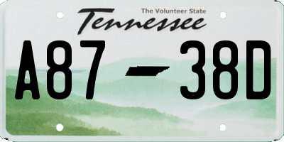 TN license plate A8738D
