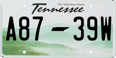 TN license plate A8739W