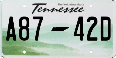 TN license plate A8742D