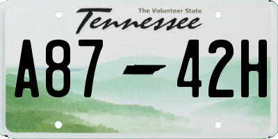 TN license plate A8742H