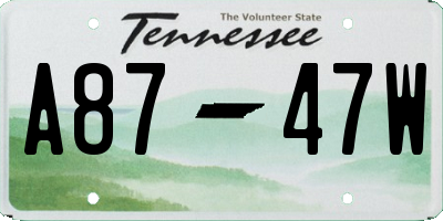 TN license plate A8747W