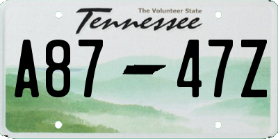 TN license plate A8747Z