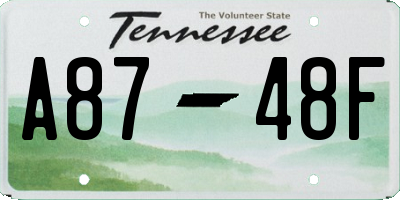 TN license plate A8748F