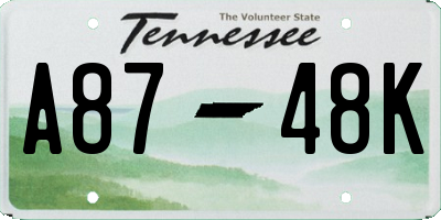 TN license plate A8748K