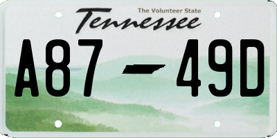 TN license plate A8749D