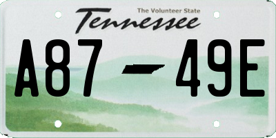 TN license plate A8749E