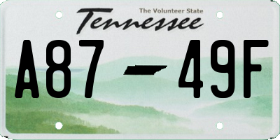 TN license plate A8749F