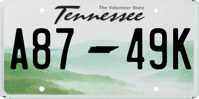 TN license plate A8749K