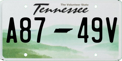 TN license plate A8749V