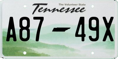 TN license plate A8749X