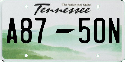 TN license plate A8750N
