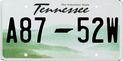 TN license plate A8752W