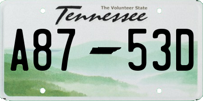 TN license plate A8753D