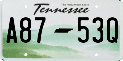 TN license plate A8753Q