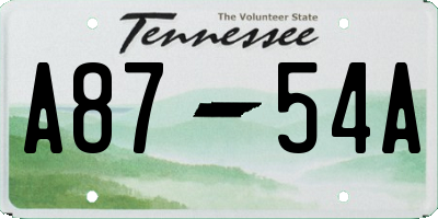 TN license plate A8754A