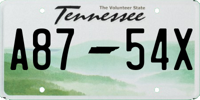 TN license plate A8754X