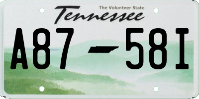 TN license plate A8758I