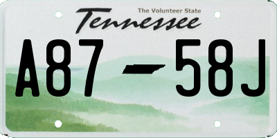 TN license plate A8758J