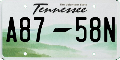 TN license plate A8758N