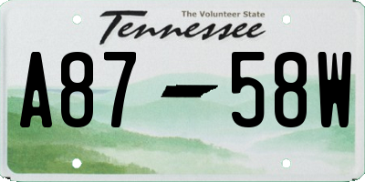 TN license plate A8758W