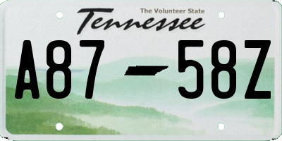 TN license plate A8758Z
