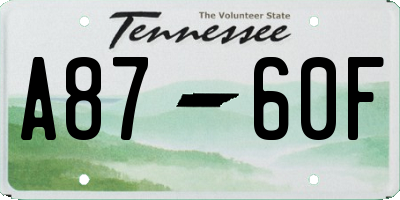 TN license plate A8760F