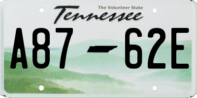 TN license plate A8762E
