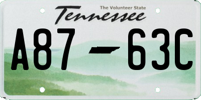TN license plate A8763C