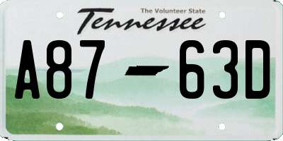 TN license plate A8763D