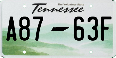 TN license plate A8763F