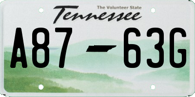 TN license plate A8763G