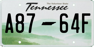 TN license plate A8764F