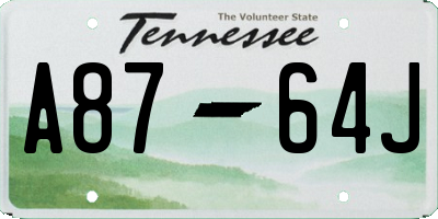 TN license plate A8764J