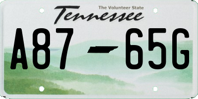 TN license plate A8765G