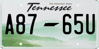 TN license plate A8765U