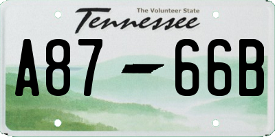 TN license plate A8766B