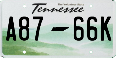 TN license plate A8766K