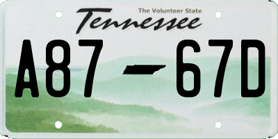 TN license plate A8767D