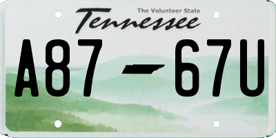TN license plate A8767U
