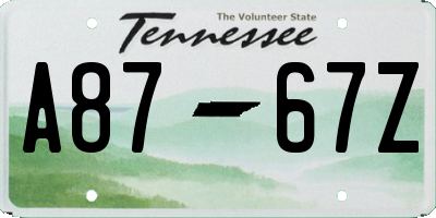 TN license plate A8767Z