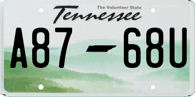 TN license plate A8768U