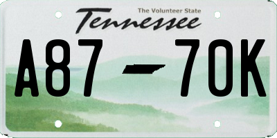 TN license plate A8770K