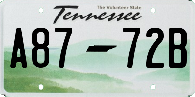 TN license plate A8772B