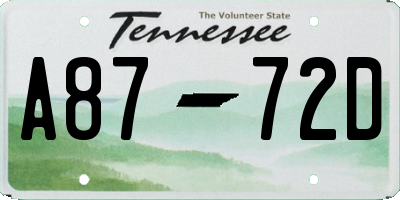 TN license plate A8772D
