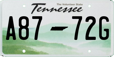 TN license plate A8772G