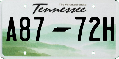 TN license plate A8772H