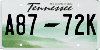 TN license plate A8772K