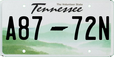 TN license plate A8772N