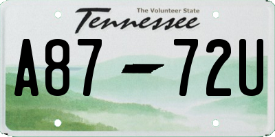 TN license plate A8772U