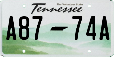 TN license plate A8774A